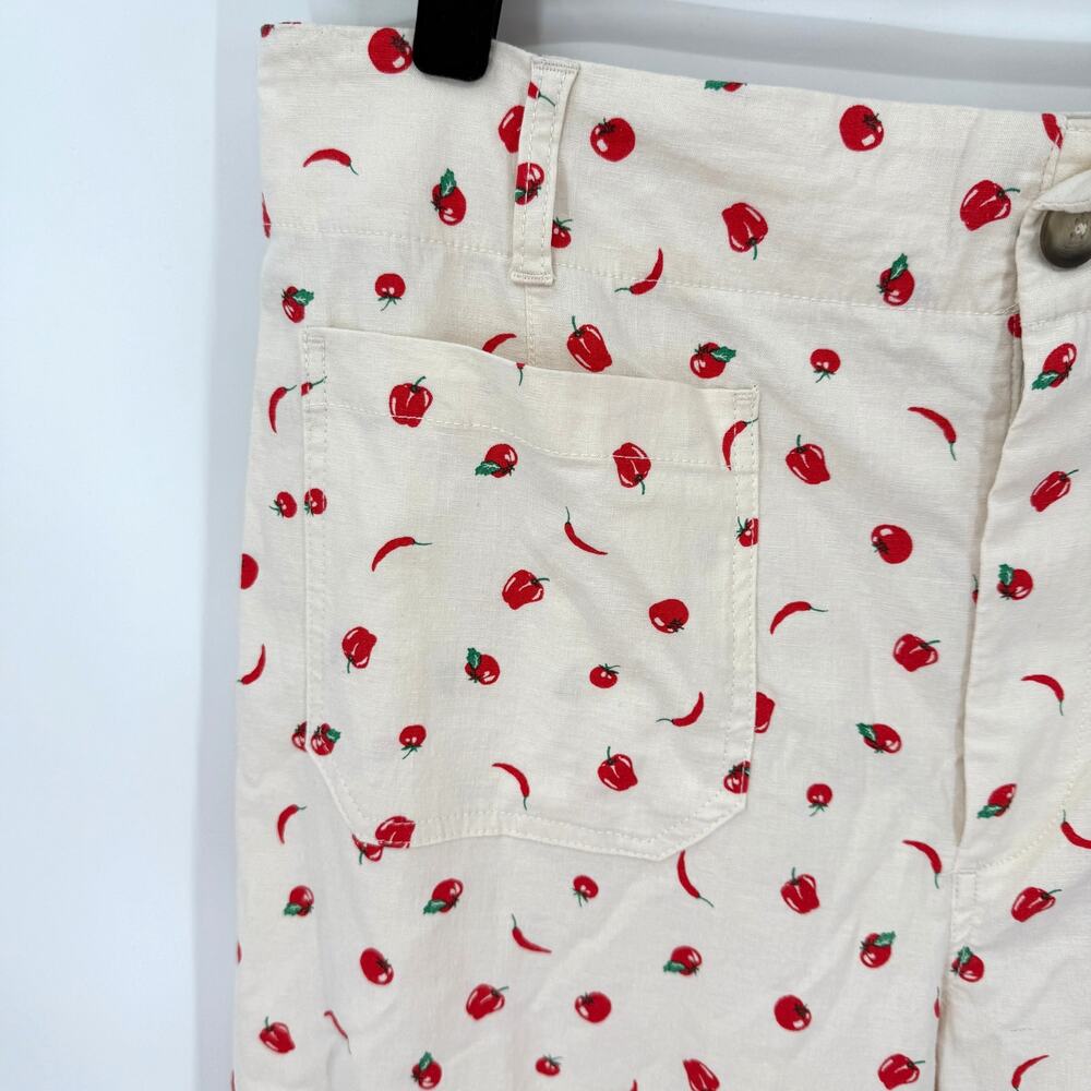 Maeve Cream Wide-Leg Pants with Red Cherry Print - Picture 4 of 7